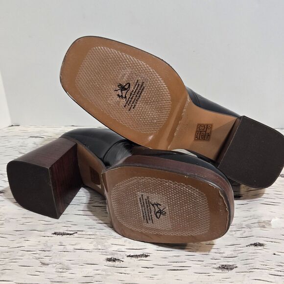 Jonak Paris Shoes 7.5 / 38 Black Leather Chunky Heeled Mary Janes Platform New - Picture 10 of 14